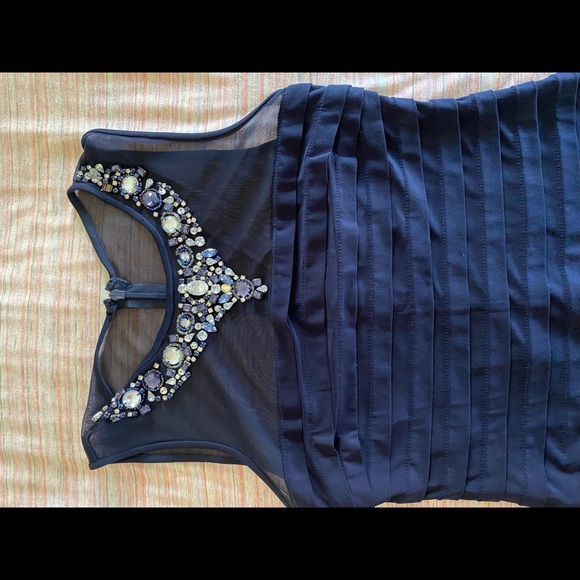 Navy high neck long dress - Picture 3 of 5